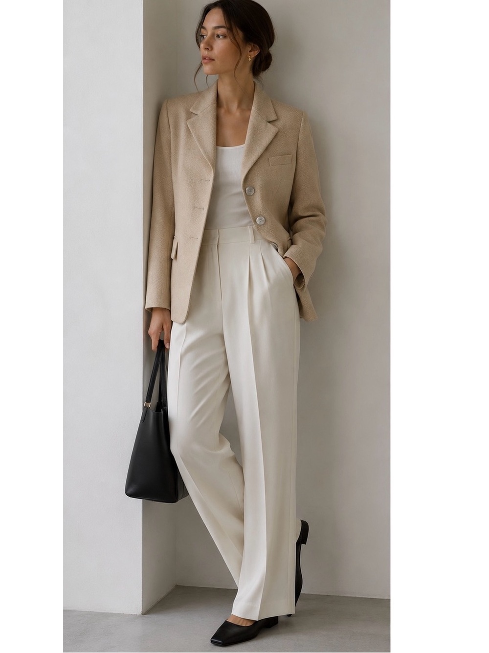 Vintage Escada Beige Tailored Three-Button Wool Blazer - Picture 6 of 14